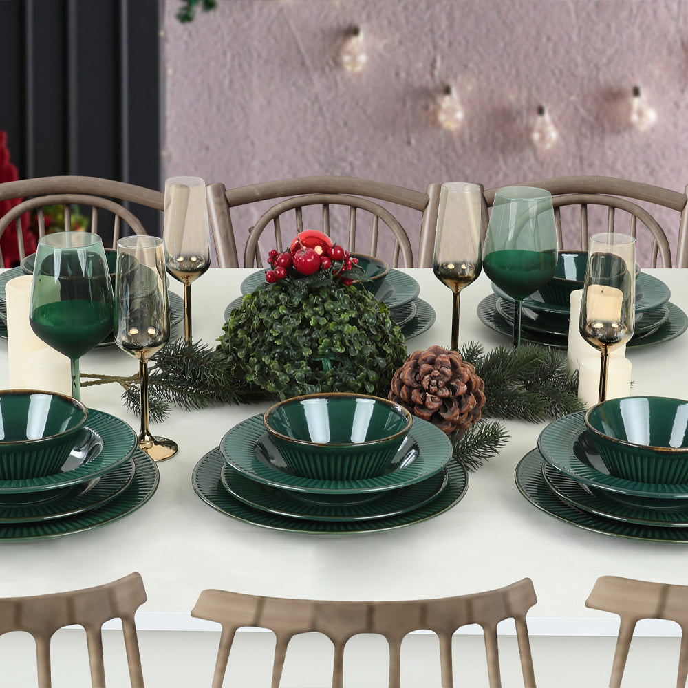 Emerald Green Line Dinner set 24 Pieces 6 Persons