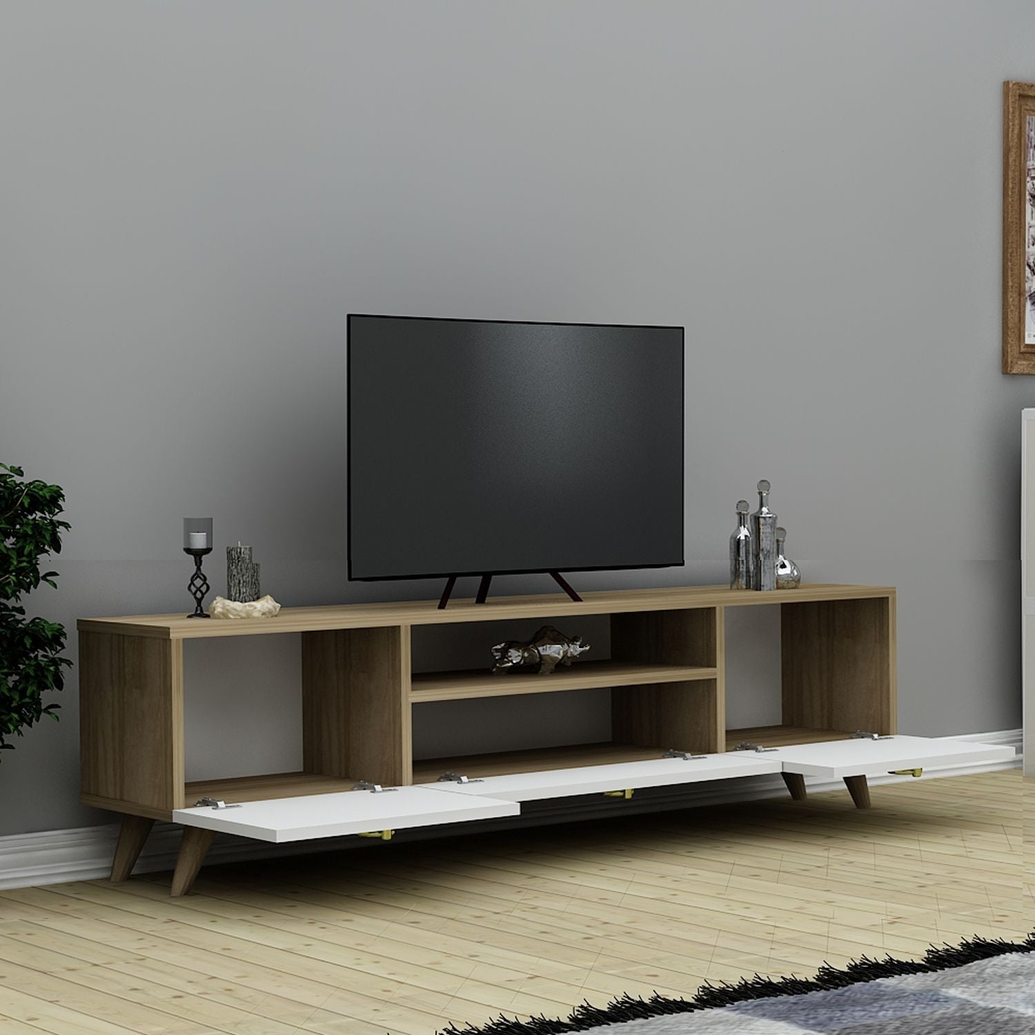 TV Lowboard 140 cm Stehend - Eiche | Luxus