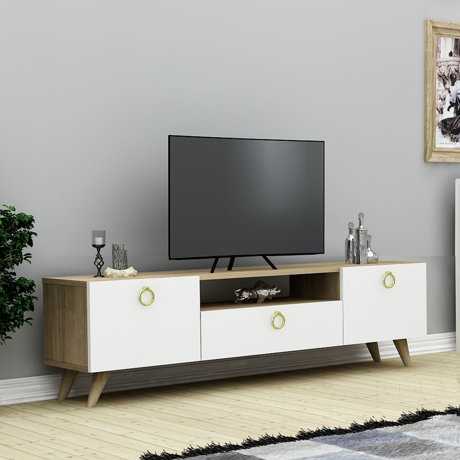 TV Lowboard 140 cm Stehend - Eiche | Luxus