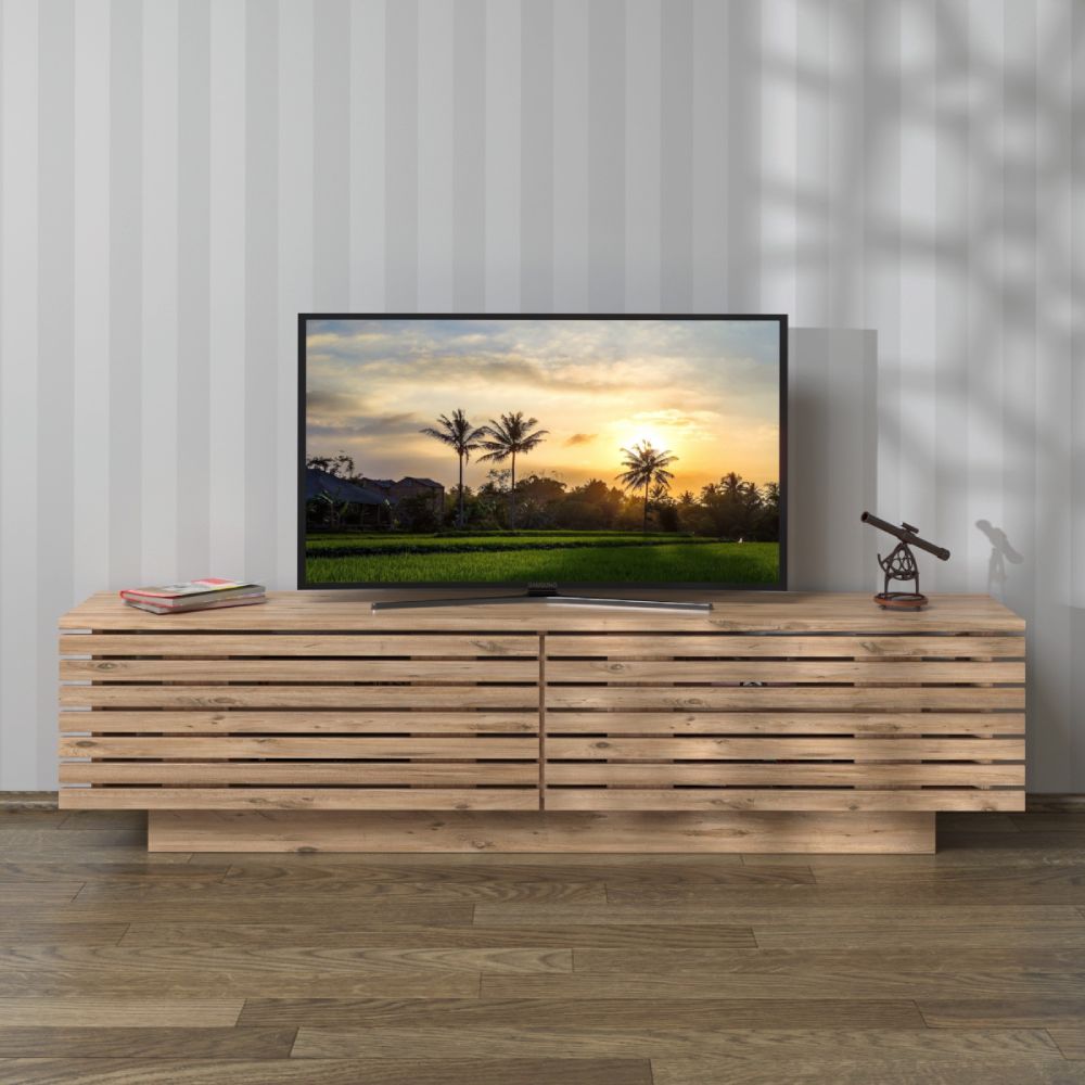 TV Lowboard 144 cm Stehend – Eiche – Wandpaneel-Stil | Valii