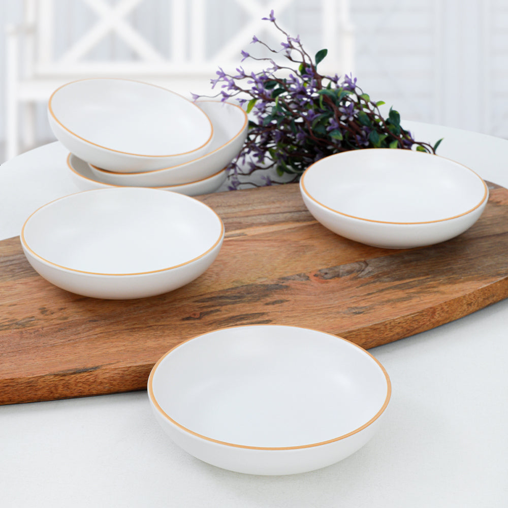 Gold Line White Tapas/Snack/Sauce plate 13 Cm 6 Pieces