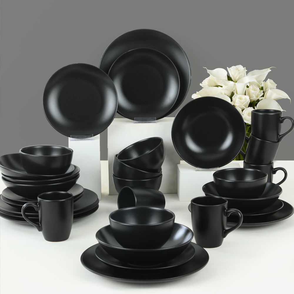 Alpha Matte Black Geschirr set 30-teilig 6 Personen