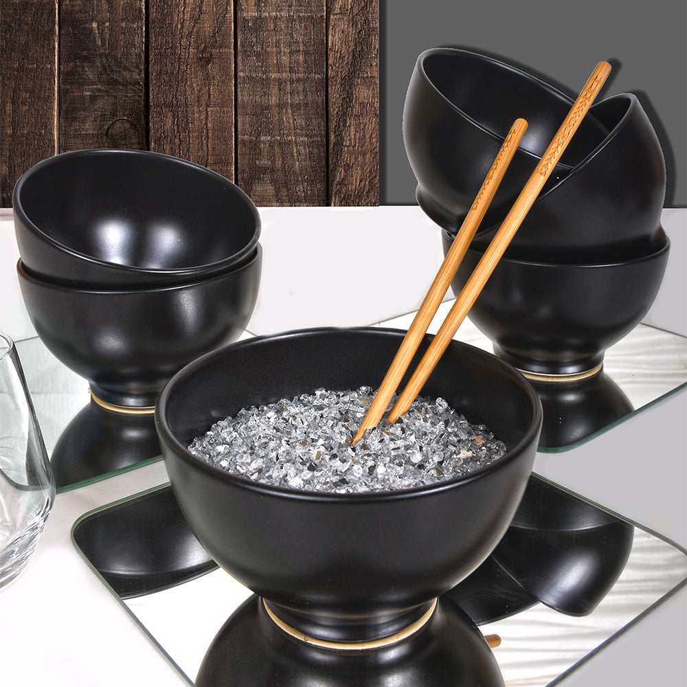 Matte Black Rodos Soup Noodles bowl 14 Cm 6 Pieces