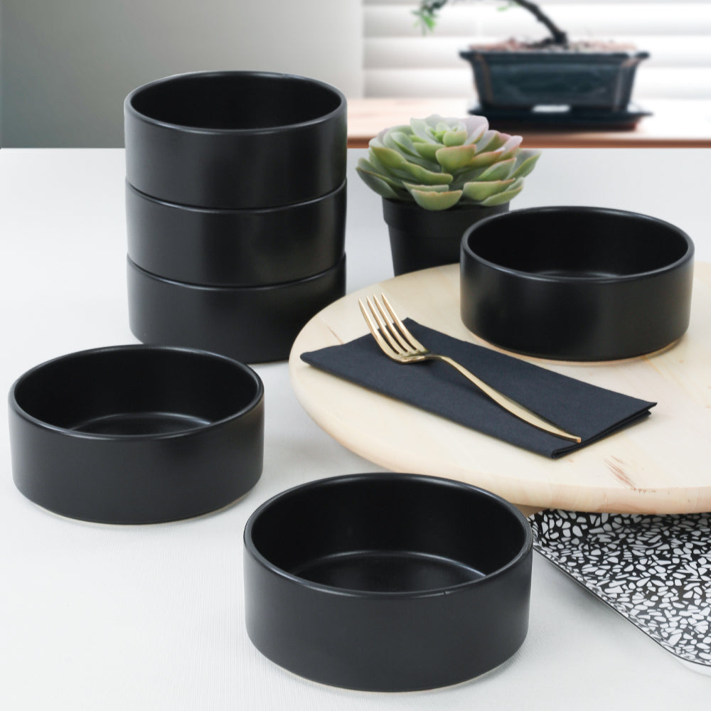 Matte Black Stackable Soup bowl 14 Cm 6 Pieces