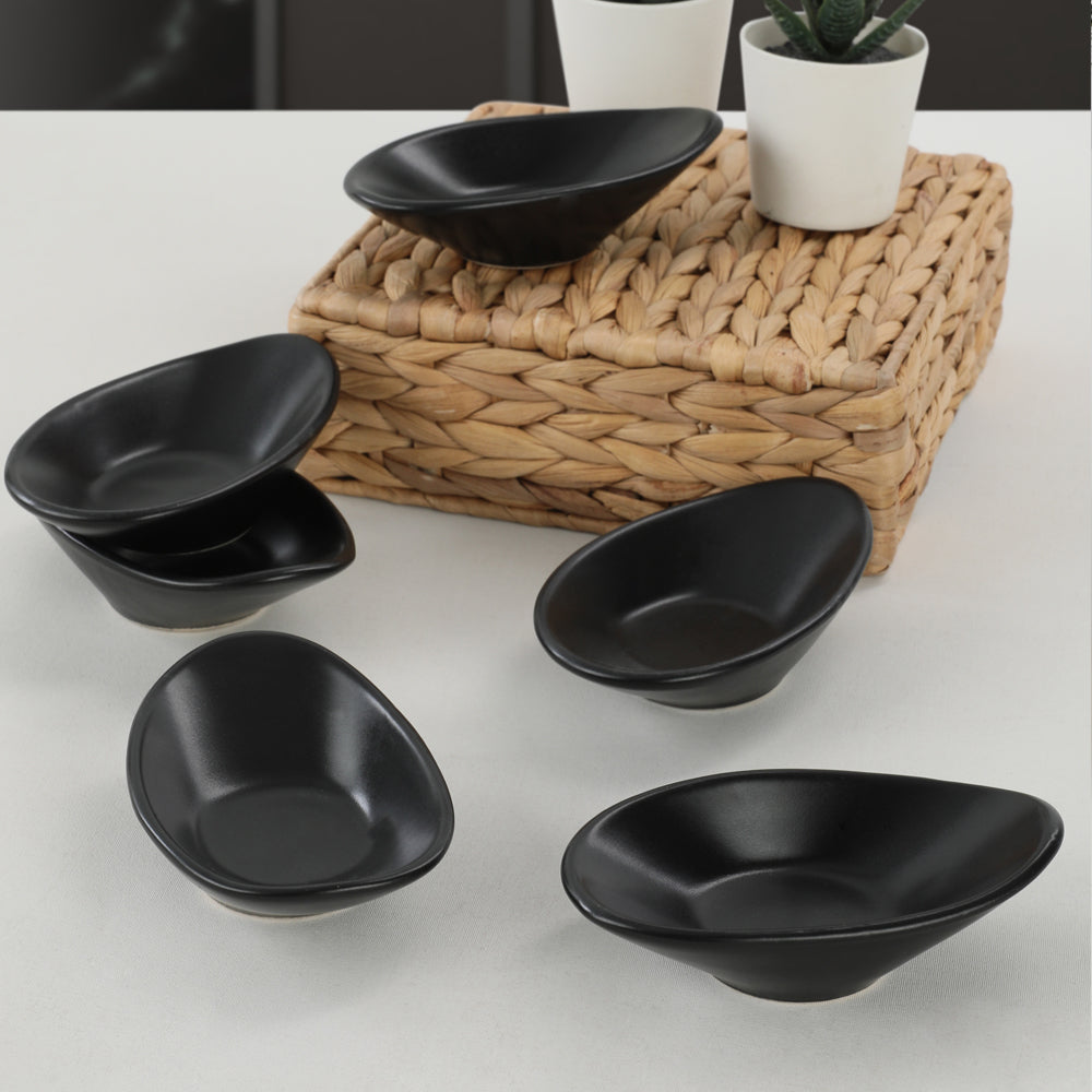 Matte Black Wave Tapas/Snack/Sauce plate 12 Cm 6 Pieces