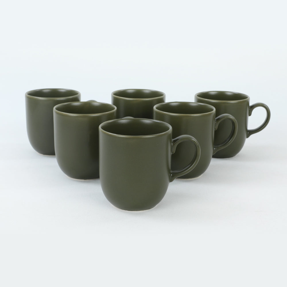 Matt dunkelgrüne Ekinoks Tasse 10 cm 6 Stück