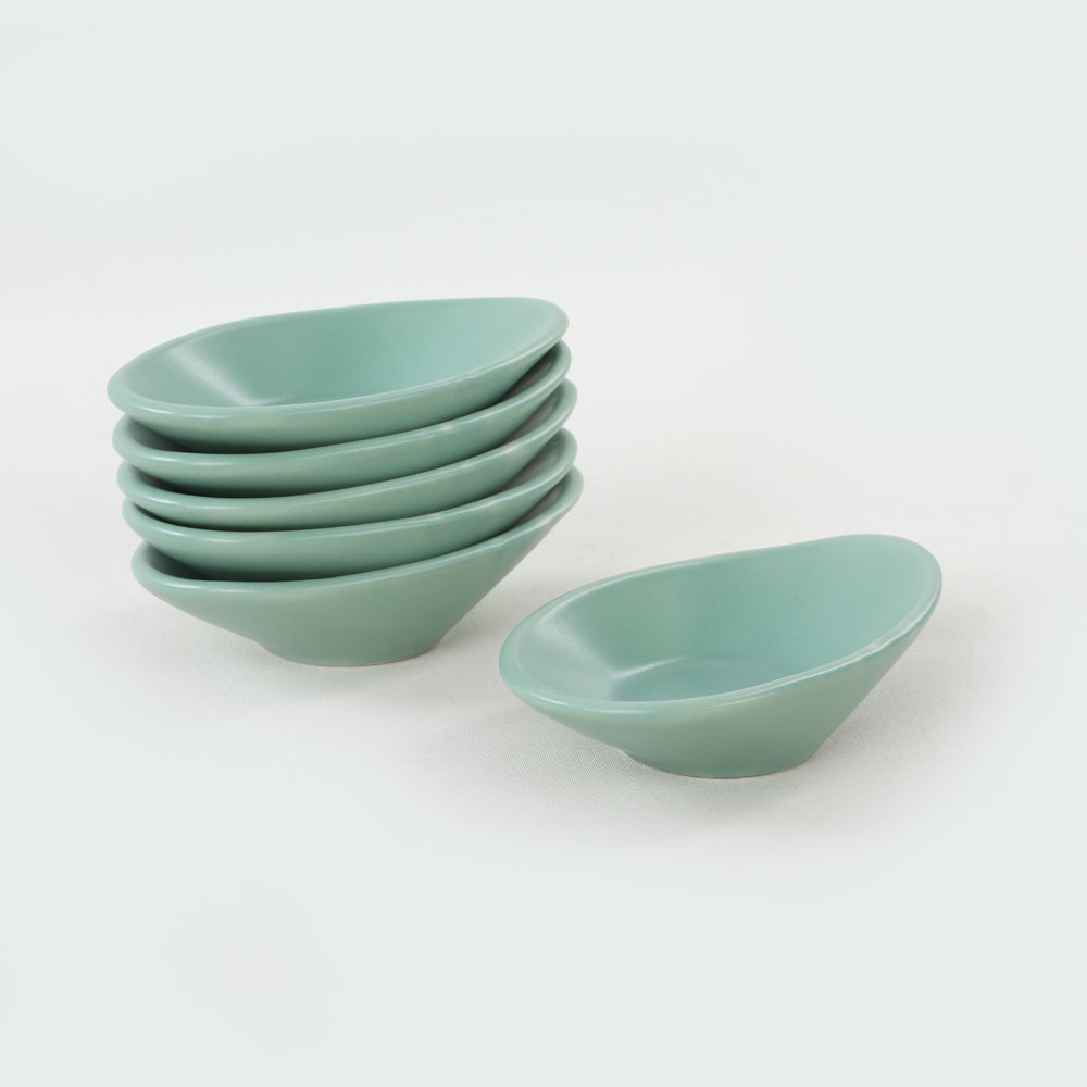 Matte Green Wave Tapas-/Snack-/Saucenteller 12 cm 6 Stück