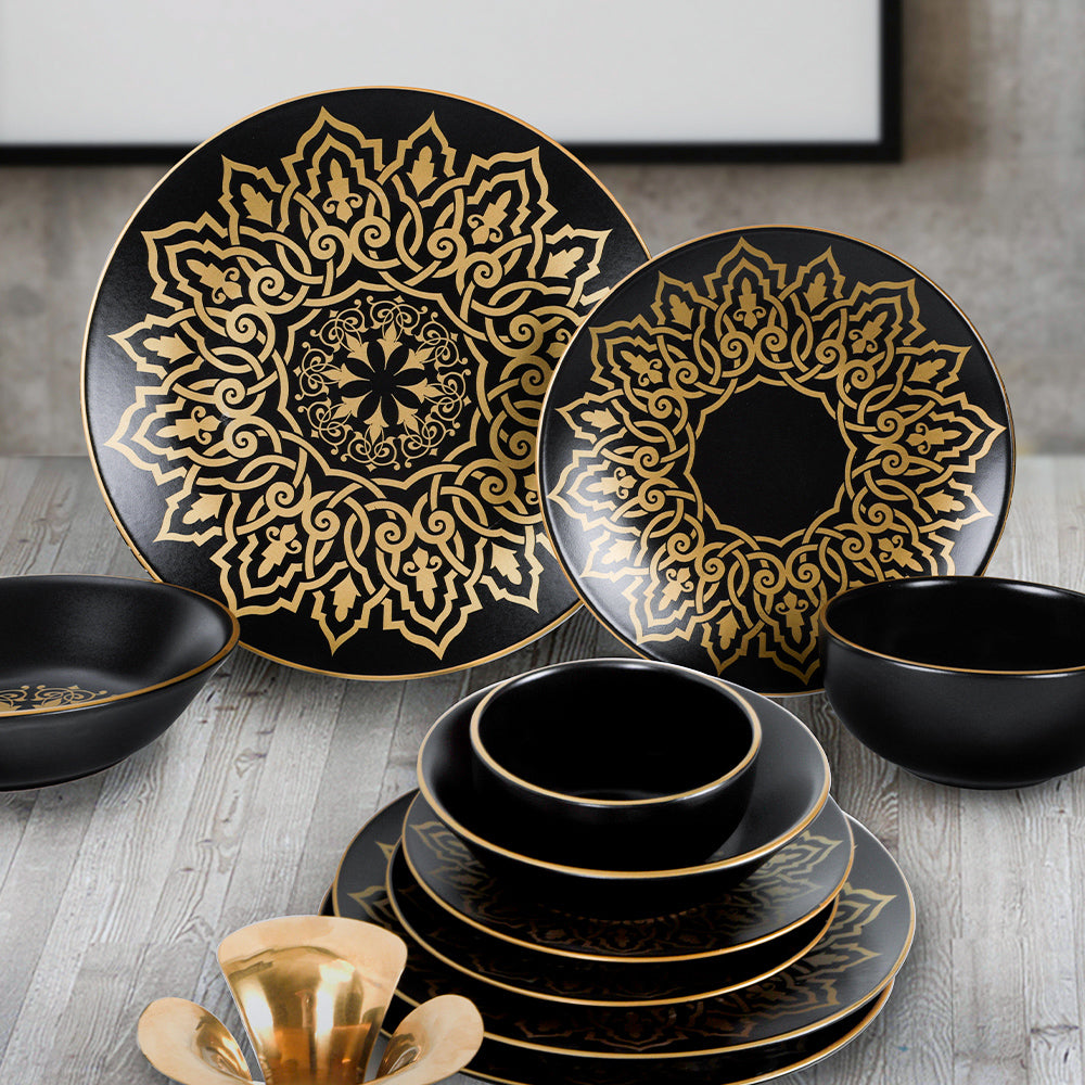 Topkapi Matte Black Dinner set 24 Pieces 6 Persons