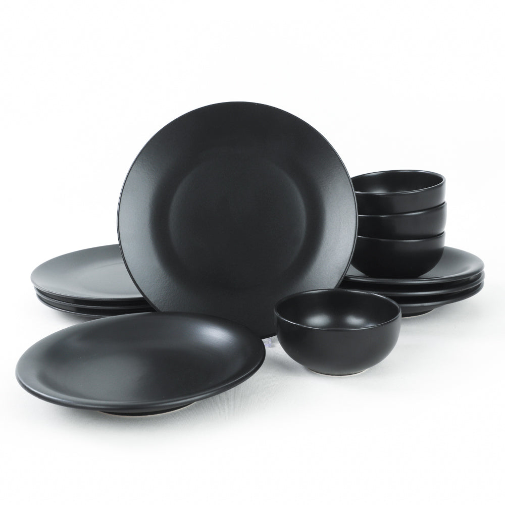 Degrade Matte Black Geschirr set 4 Personen 12-teilig