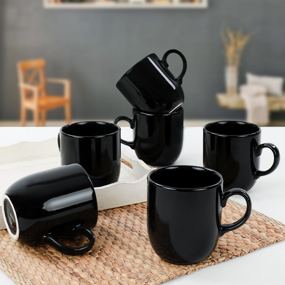 Schwarz Hochglanz Becher / Kaffeetassen Set 10 cm 6 Stück