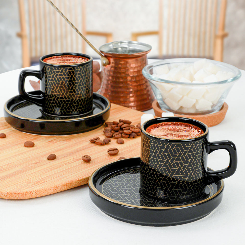 Schwarz-Gold Türkisches Kaffeetassen-Set 4-teilig 2 Personen