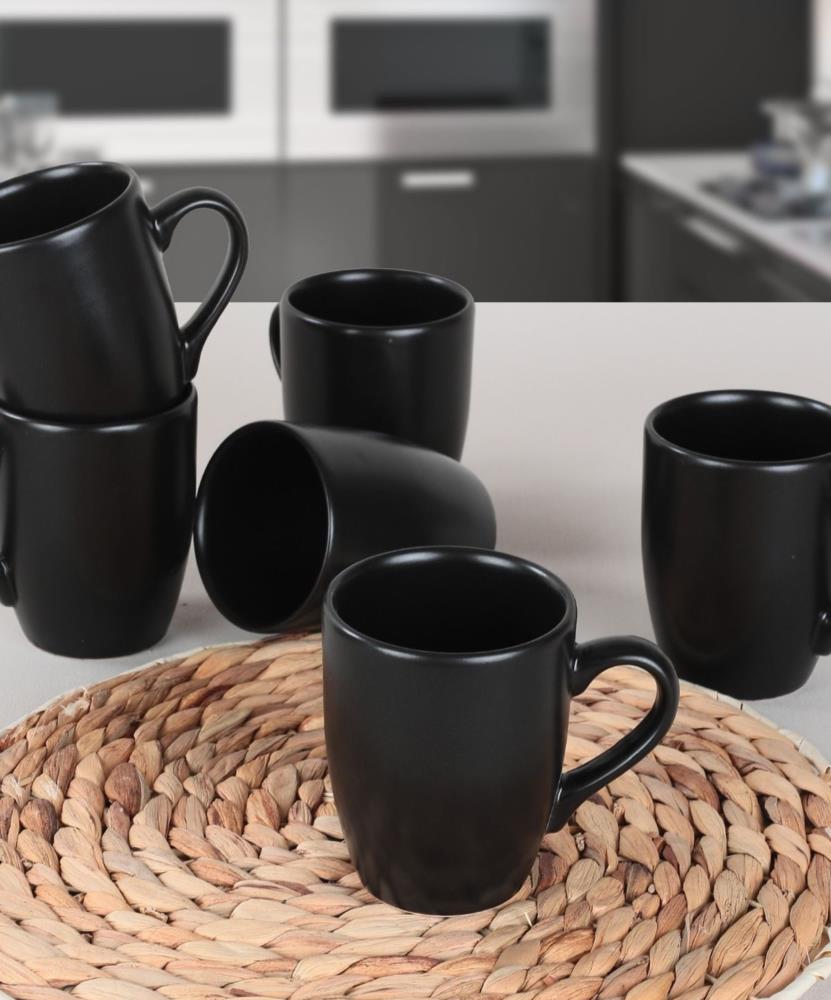 Matte Black Mugs / Coffee cups set 11 cm 6 pieces