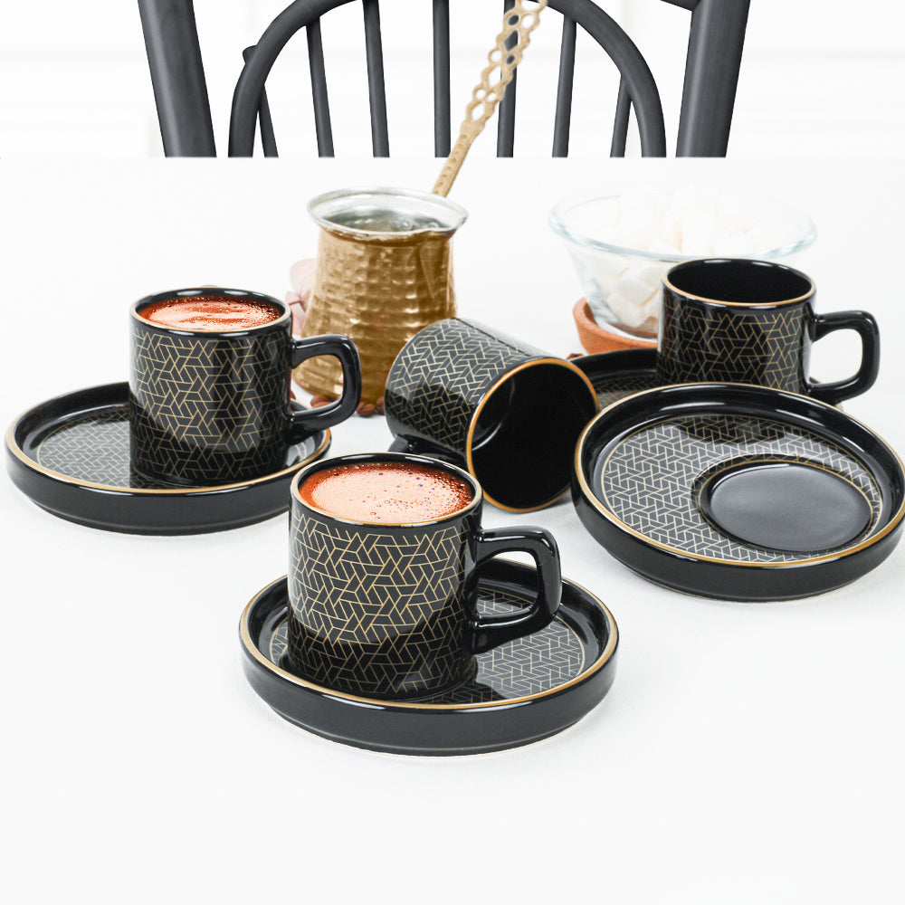 Schwarz-Gold Türkisches Kaffeetassen-Set 8-teilig 4 Personen