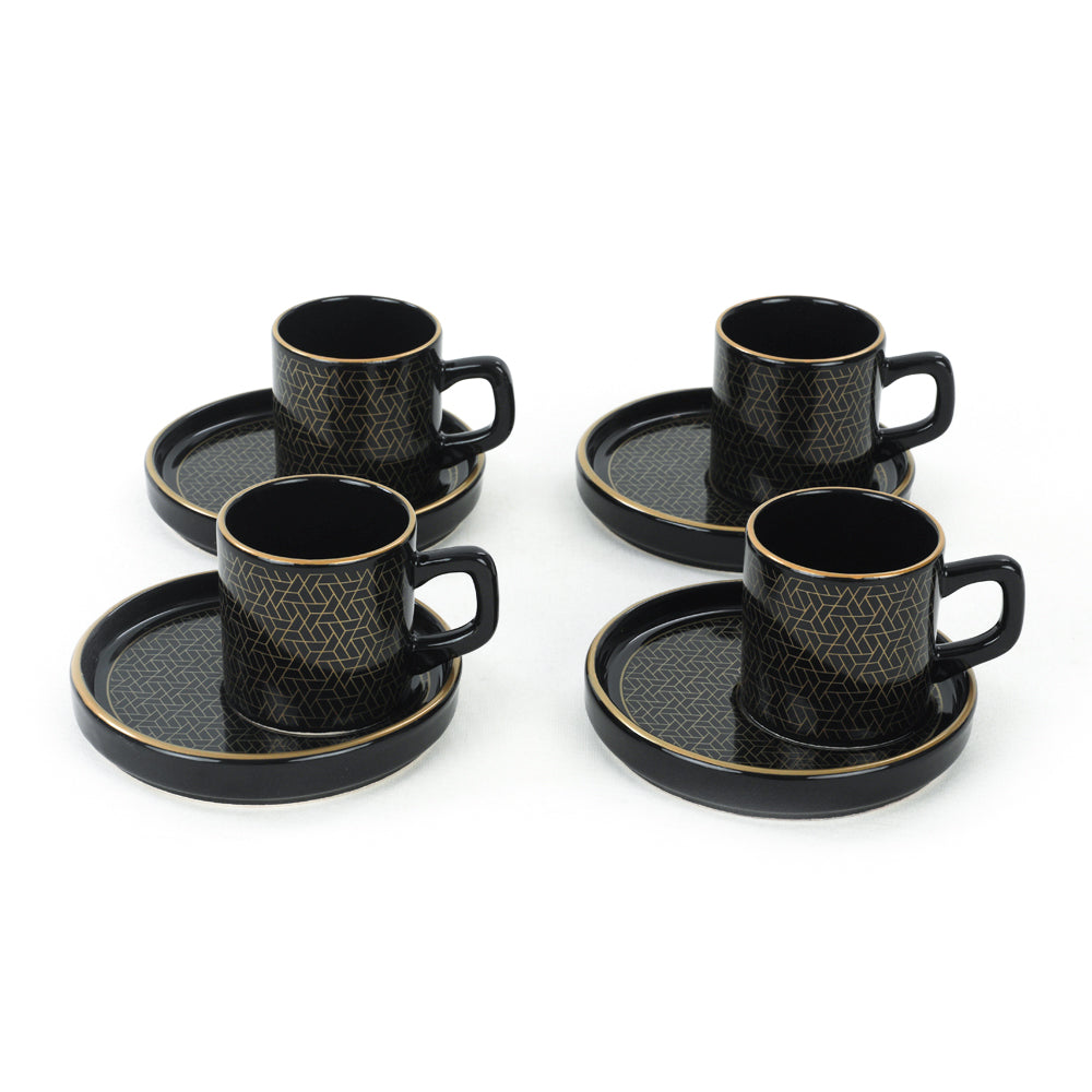 Schwarz-Gold Türkisches Kaffeetassen-Set 8-teilig 4 Personen