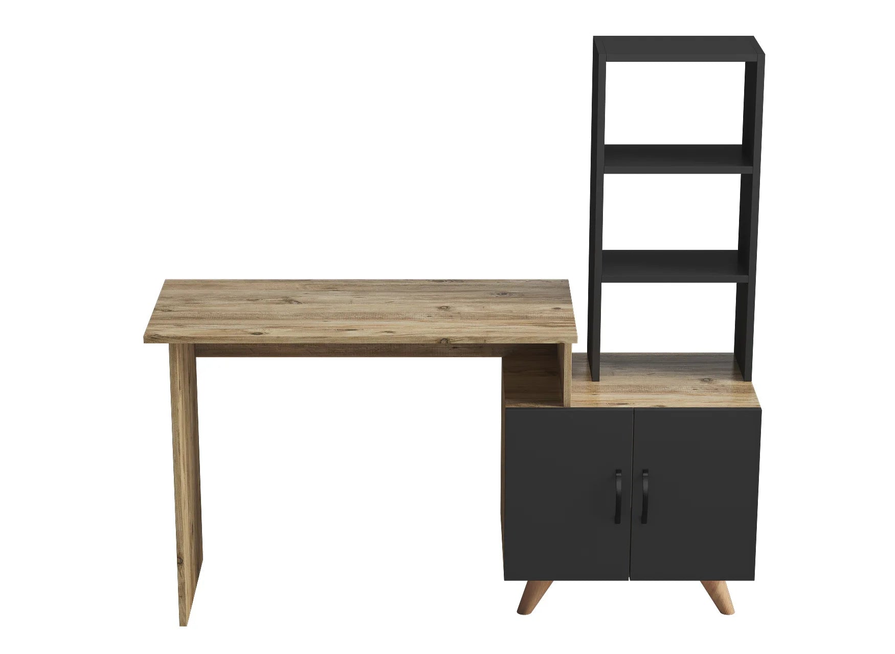 Home study desk with cabinet Oak Anthracite | Trelde