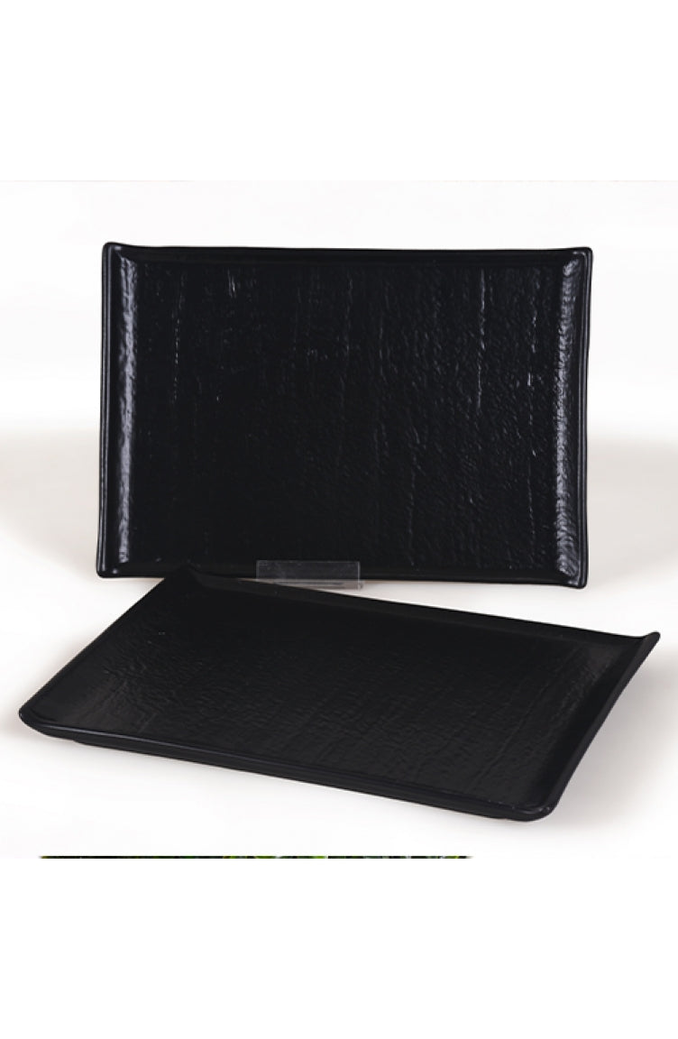 Matte Black Natural Stone Rectangle Plates set 30 Cm 2 Pieces