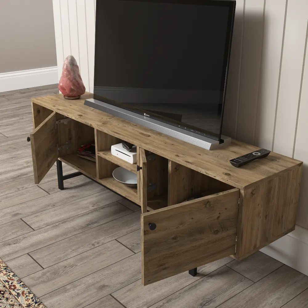 TV Stand 150 cm Standing - with metal legs Oak - Industrial | Nausta