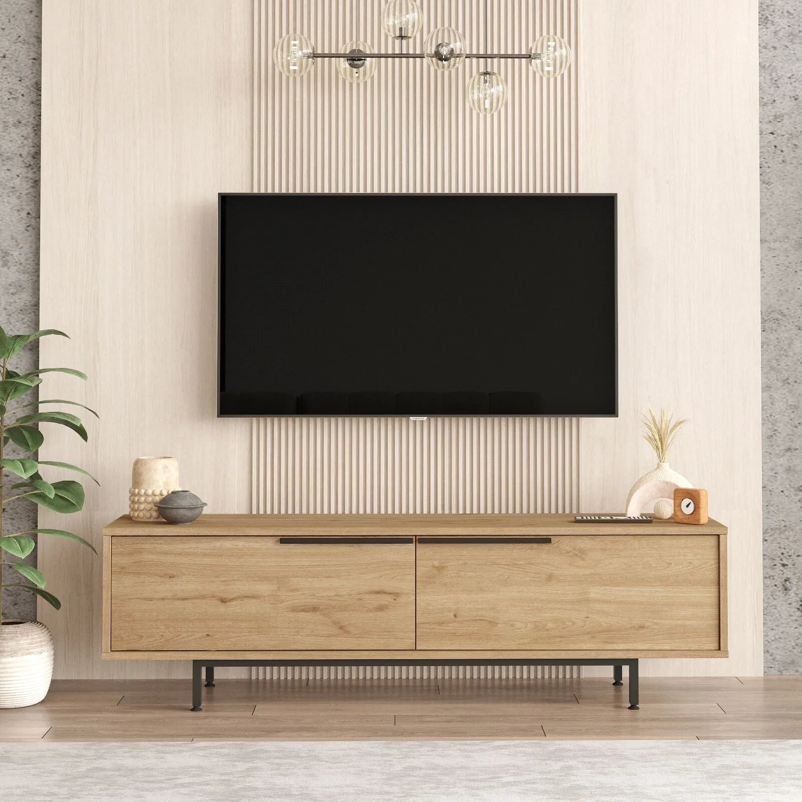 TV Lowboard Rattan 160 cm Stehend | Wave