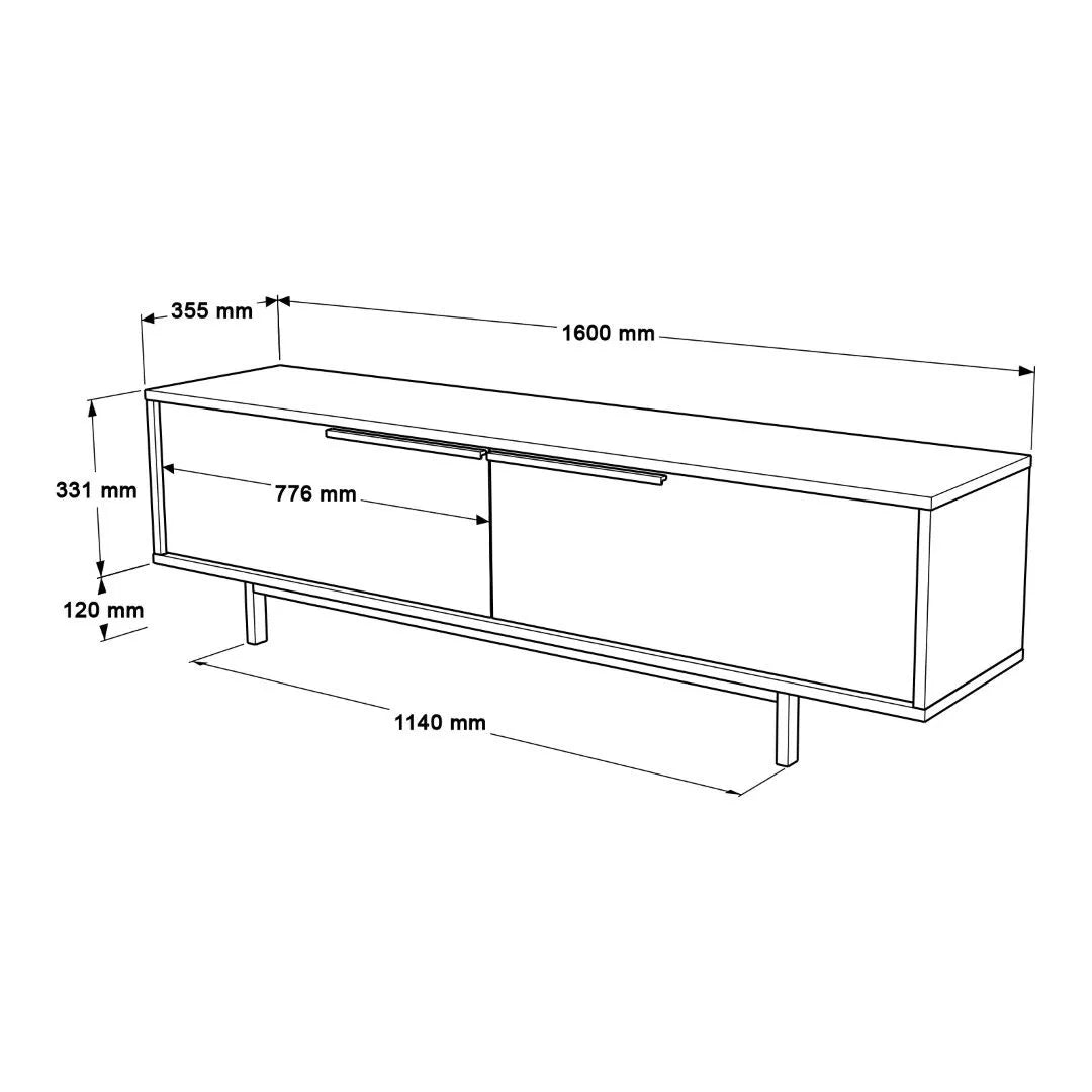 TV stand Rattan 160 cm Standing | Wave