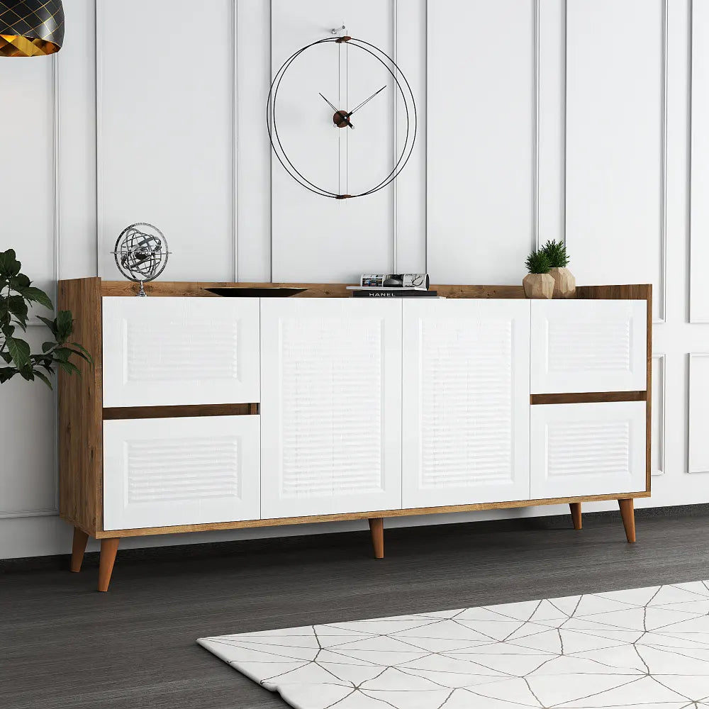 Sideboard White-Oak 2-doors 4-drawers | Habo