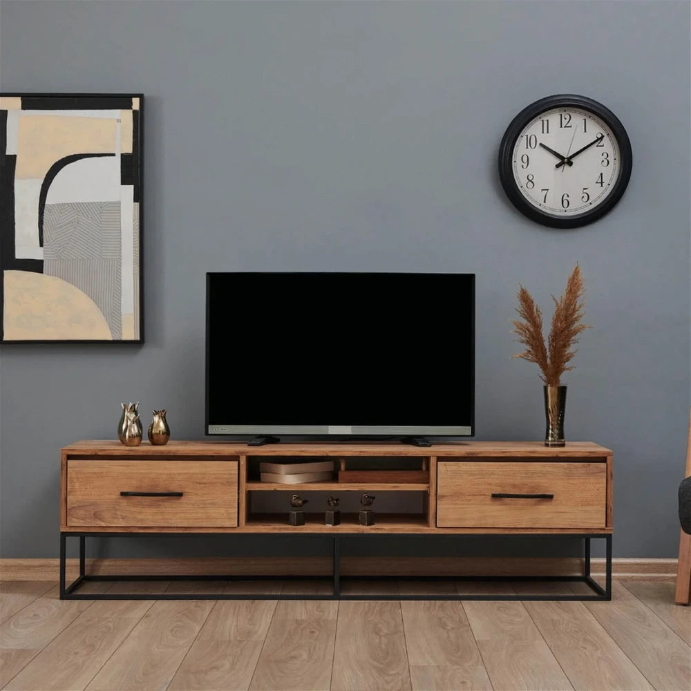 TV Lowboard 180 cm stehend – Eiche mit Metallbeinen | Kolding
