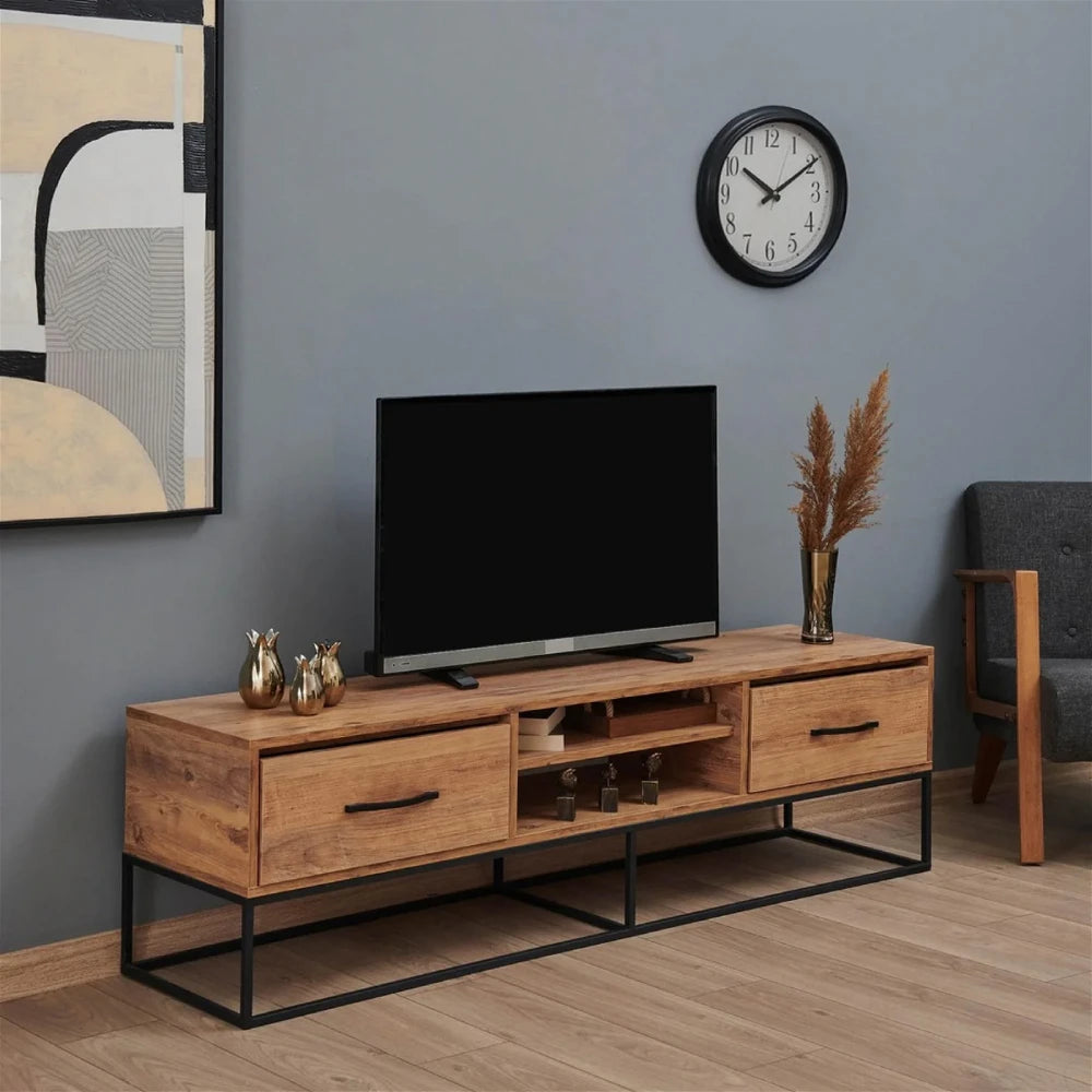 TV Lowboard 180 cm stehend – Eiche mit Metallbeinen | Kolding