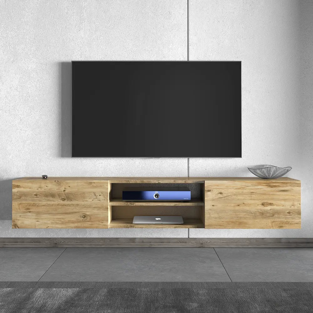 TV Lowboard 180 cm schwebend mit offenem Regal | Kumla