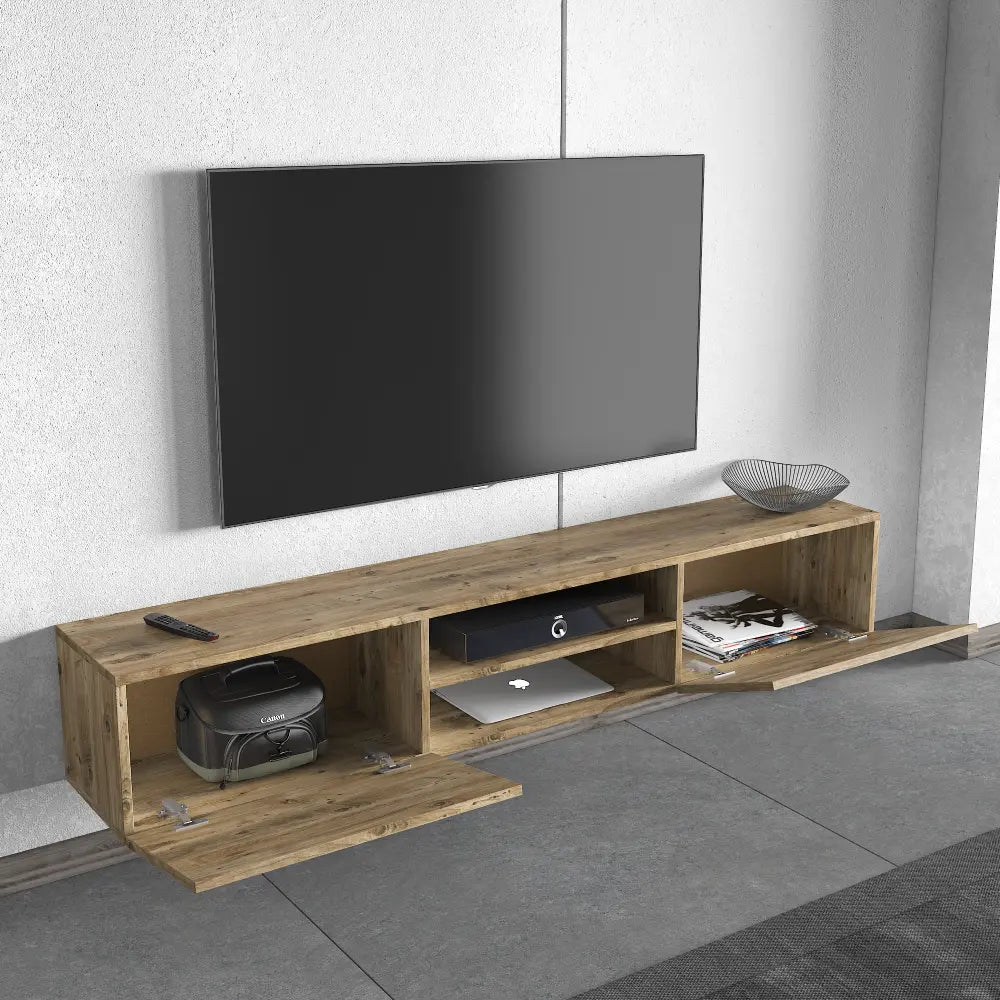 TV Lowboard 180 cm schwebend mit offenem Regal | Kumla