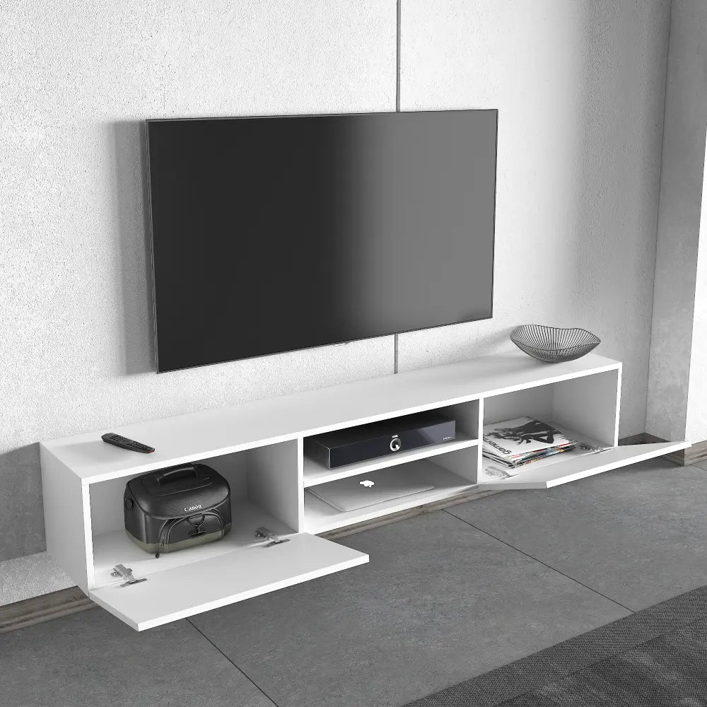 TV Lowboard 180 cm schwebend mit offenem Regal | Kumla