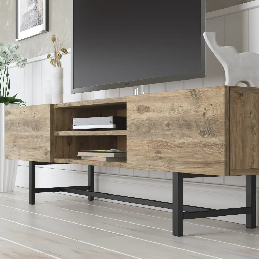 TV Stand 160 cm Standing - with metal legs Oak | Arjeplog