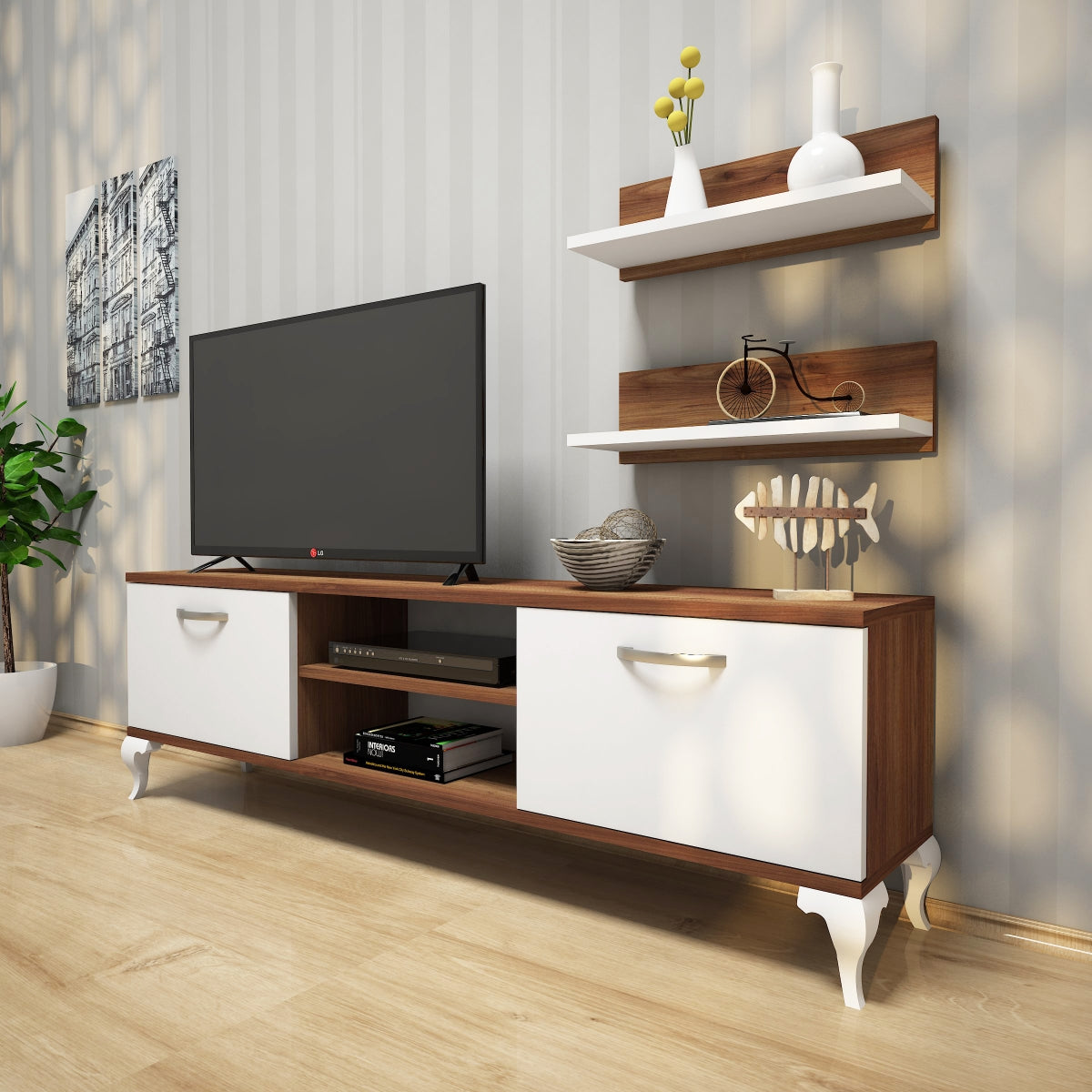 TV stand with wall shelve 150 cm | Oslo
