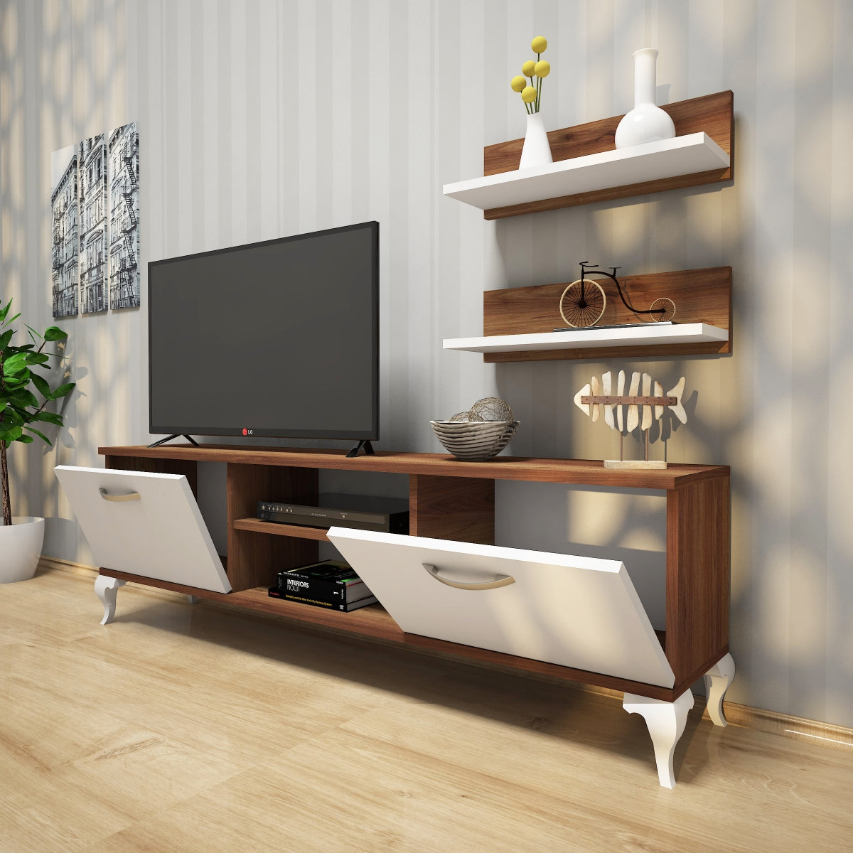 TV stand with wall shelve 150 cm | Oslo